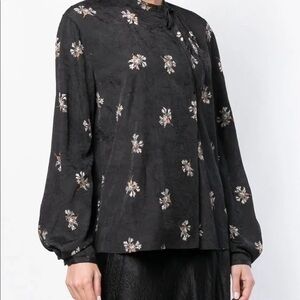 Vince Long Sleeve Crinkled Floral Women's Blouse